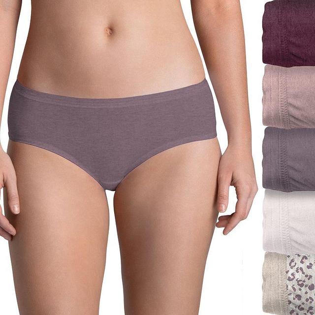 Womens Fruit of the Loom Ultra Soft 5-pack Hipster Panties 5DUSKHP, Deep Red Asst Product Image