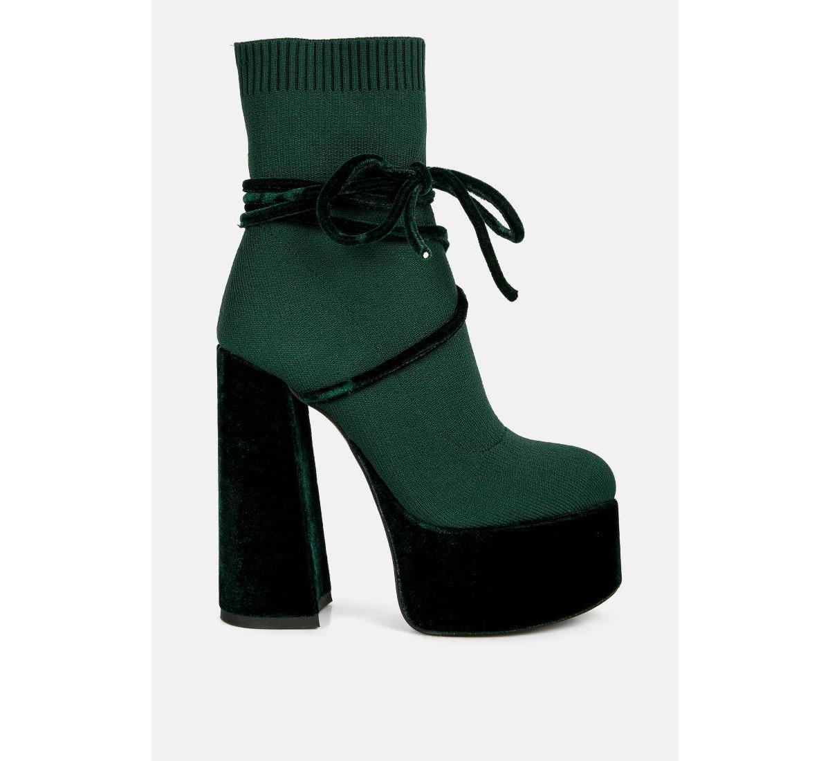 Womens after pay high heel velvet knitted boot Product Image