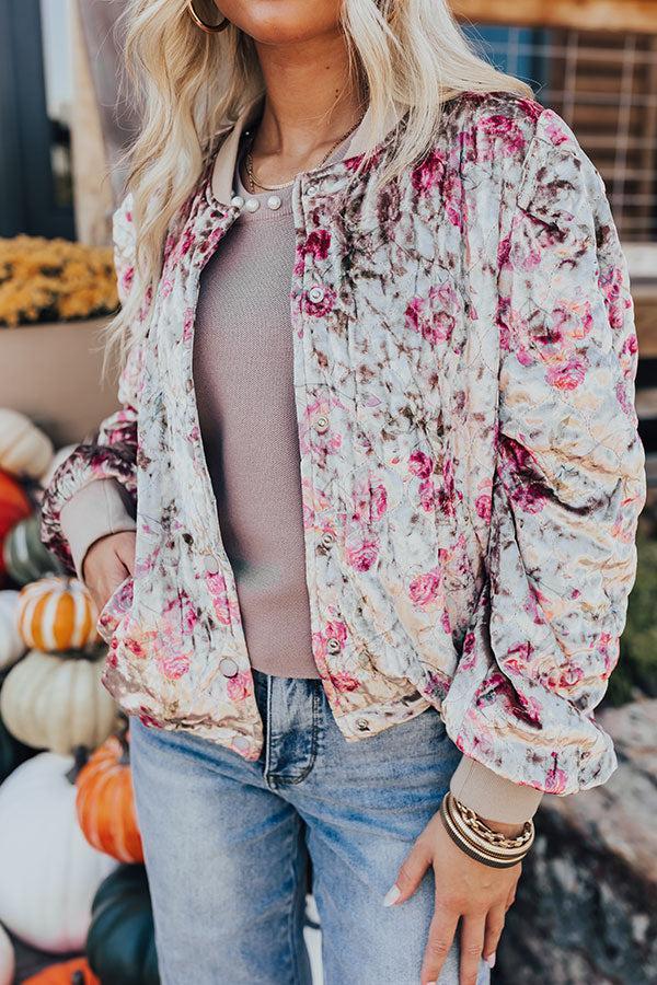 Garden Bliss Velvet Bomber Jacket Product Image