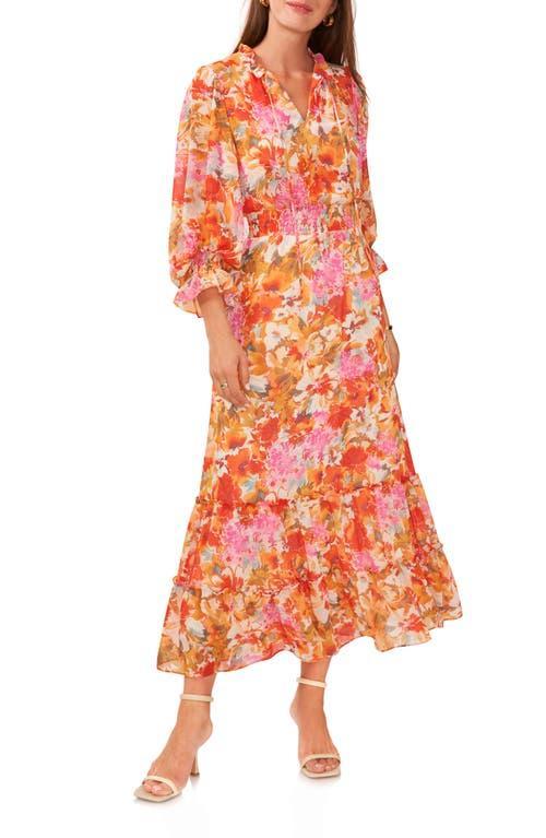 Vince Camuto Floral Smocked Waist Maxi Dress Product Image