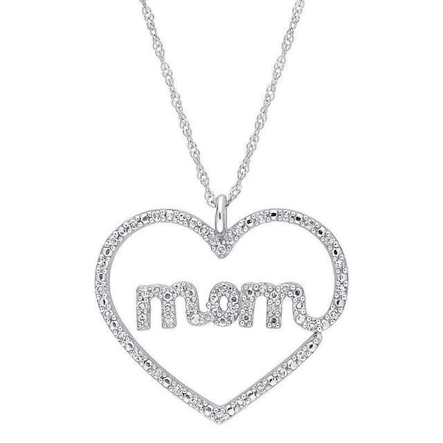 Stella Grace 10k White Gold 1/5 Carat T.W. Diamond Mom Heart Pendant, Womens Product Image