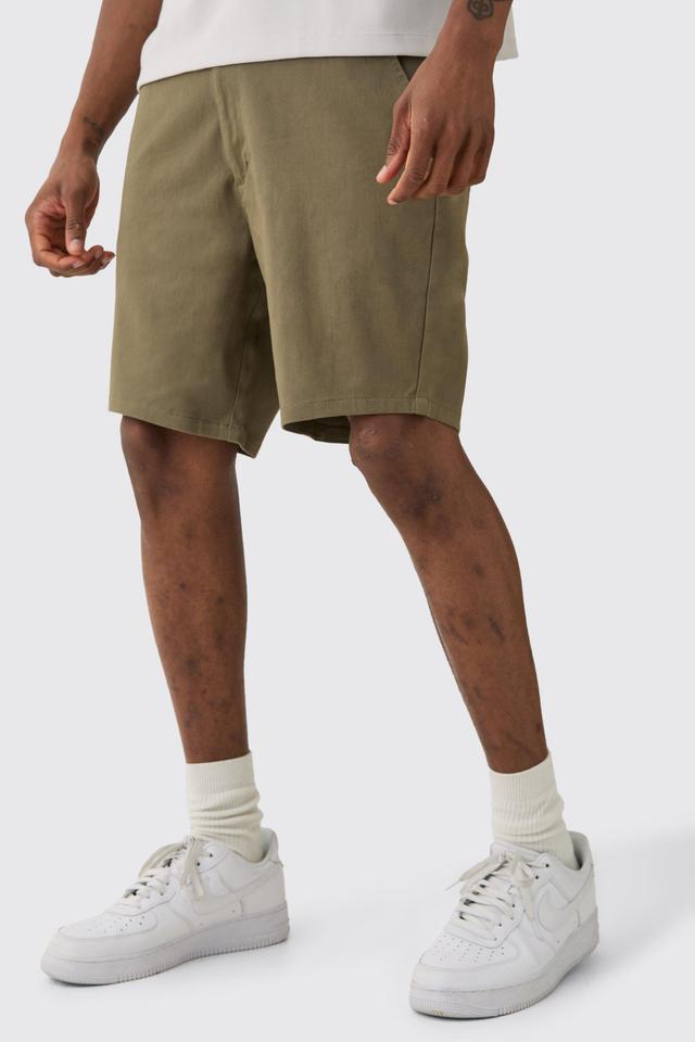 Tall Fixed Waist Khaki Skinny Fit Chino Shorts | boohooMAN USA Product Image