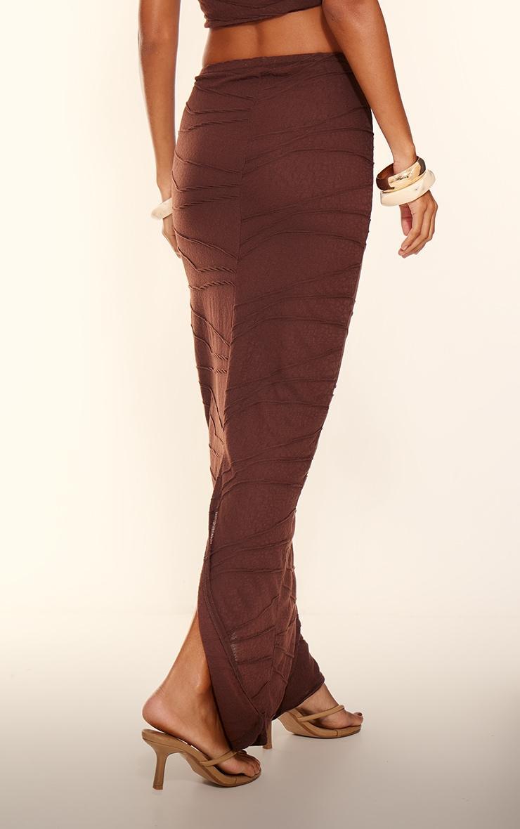 Chocolate Textured Maxi Skirt Product Image