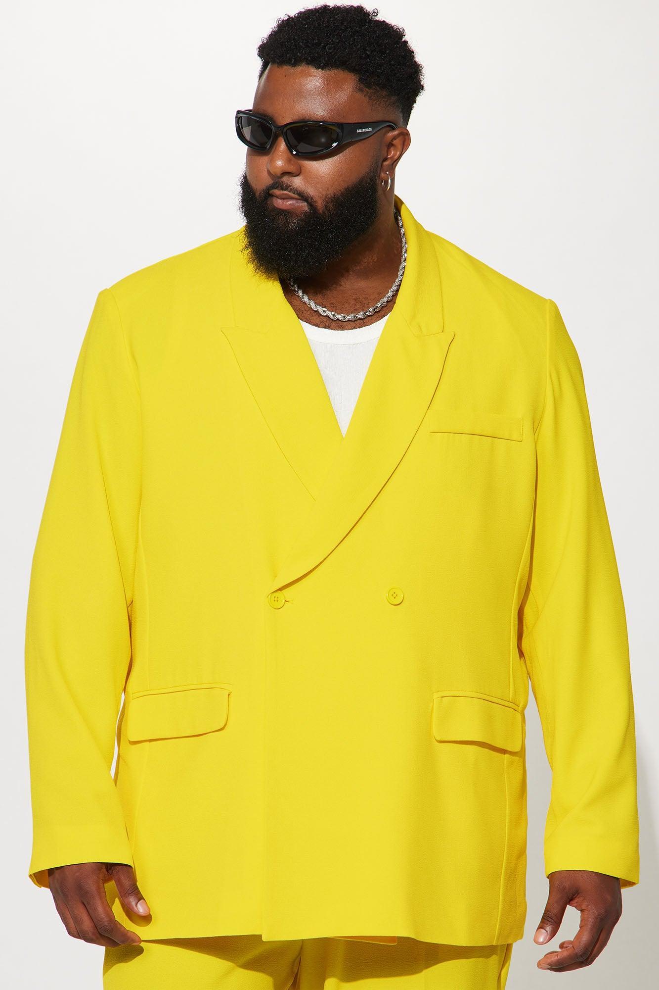 Golden Hour Boxy Double Breasted Suit Jacket - Yellow Product Image