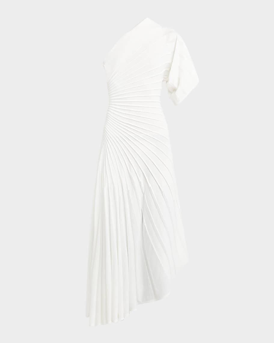 Asymmetric Ray Ribbed One-Shoulder Midi Dress Product Image