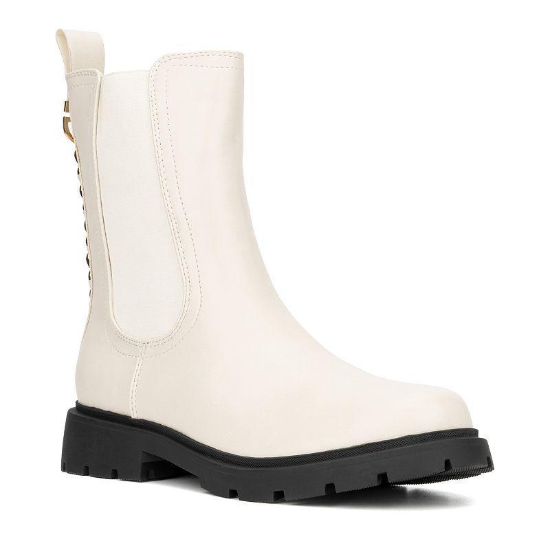 New York & Company Mandi Womens Chain Ankle Boots Ivory Product Image