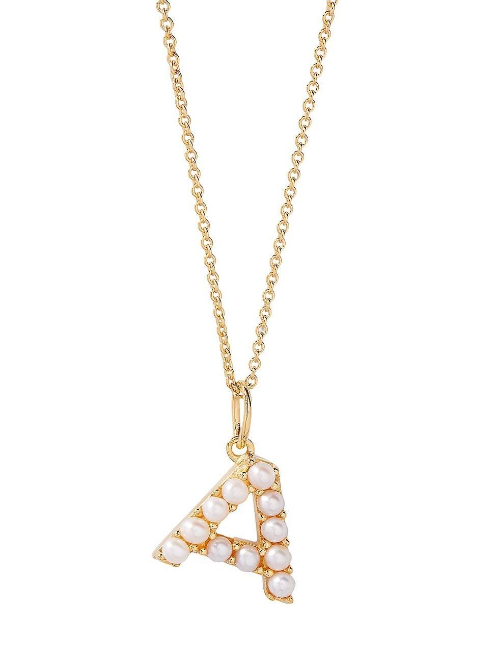 Womens Bridget Initial 14K-Gold-Plated & Freshwater Pearl Necklace Product Image