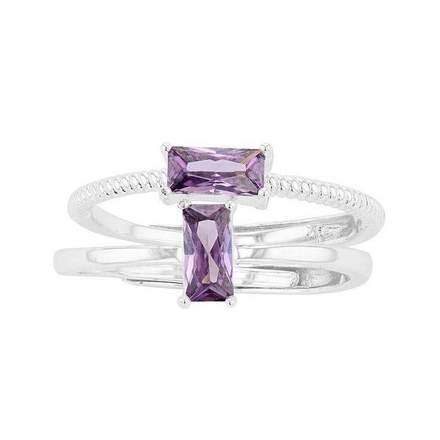 City Luxe Birthstone Simulated Gemstone Duo Ring Set, Womens, Silver Tone June Product Image