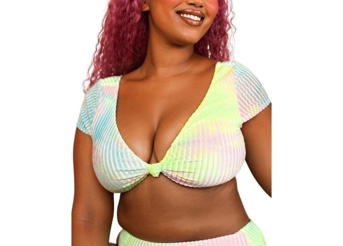 Dippin Daisys Womens Vision Cropped Bikini Top - Blue/greenedium Product Image