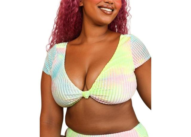 Dippin' Daisy's Women's Vision Cropped Bikini Top in Blue/Green - Product Image