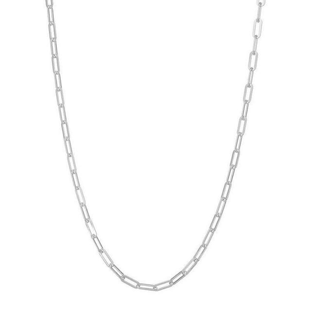 Giorgio di Vicenza Sterling Silver Flat Paper Clip Chain Necklace, Womens White Product Image