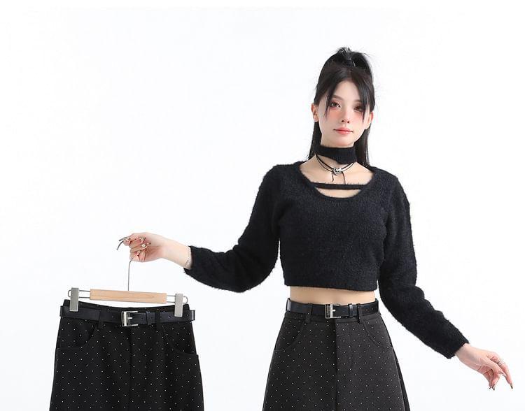 High Waist Polka Dot Midi A-Line Skirt Product Image