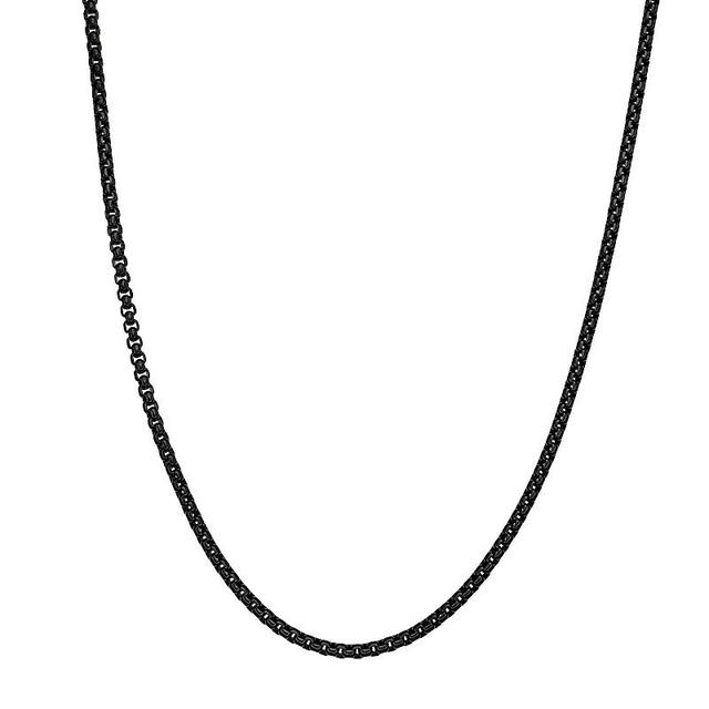 Mens LYNX Stainless Steel Box Chain Necklace Black Tone Product Image