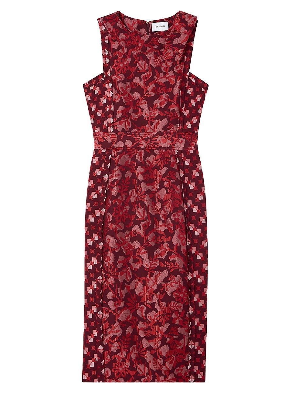 Womens Evening Floral Jacquard Midi-Dress Product Image