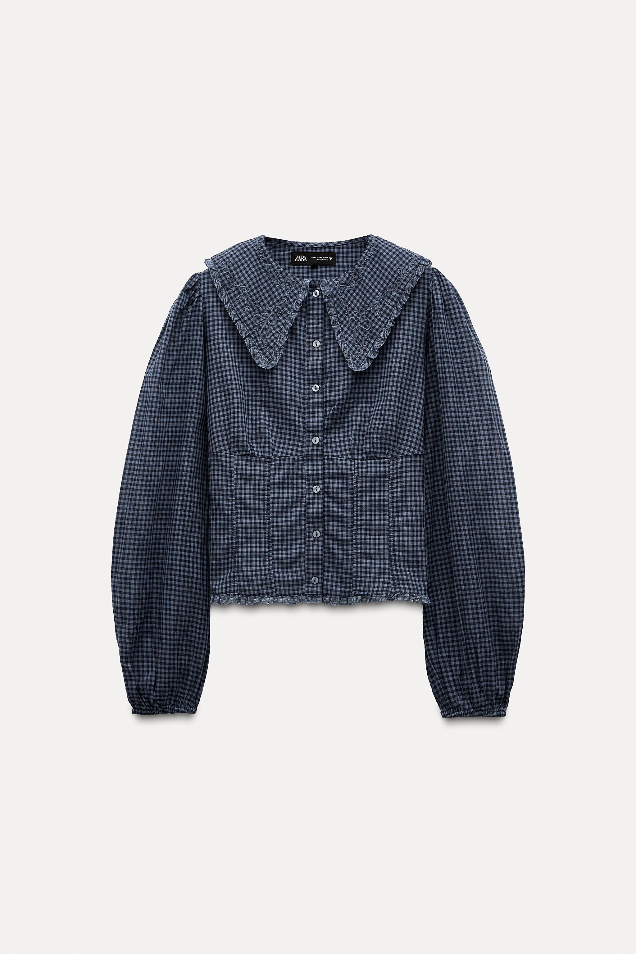 BIB COLLAR GINGHAM SHIRT Product Image