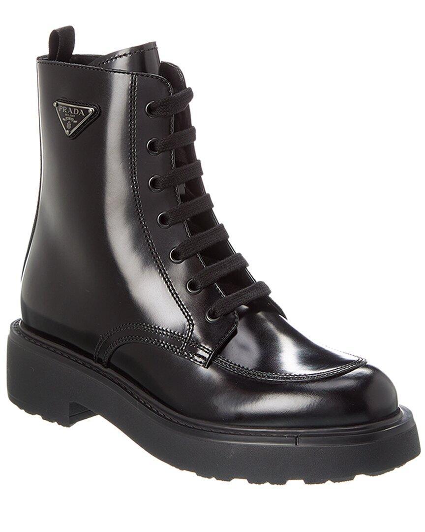 PRADA Brushed Leather Boot In White product image