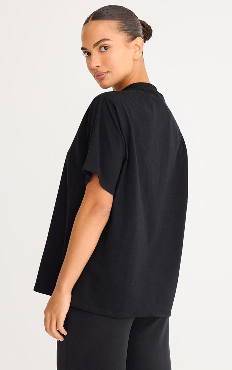 Black Cotton Basic Oversized T-shirt Product Image