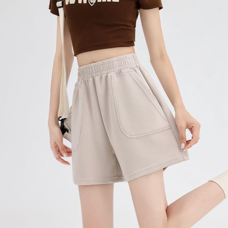 High Waist Plain Shorts Product Image