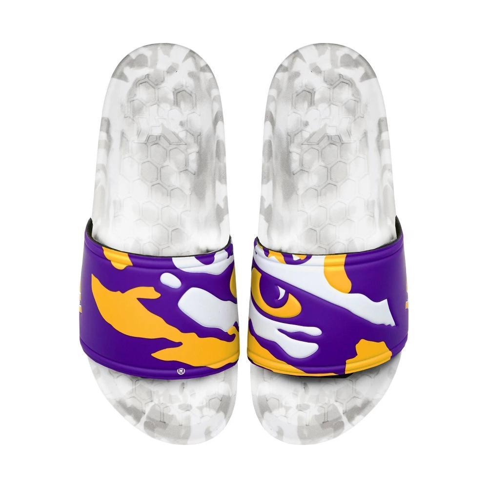 NCAA LSU Tigers Slydr Pro White Sandals - Purple M4/W6 Product Image