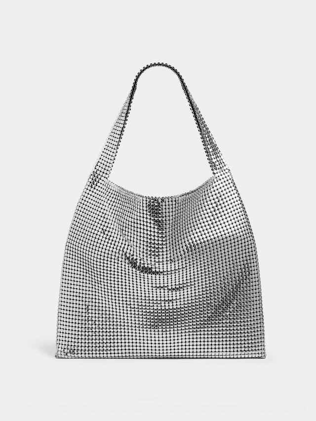 Silver Pixel metallic tote bag Product Image