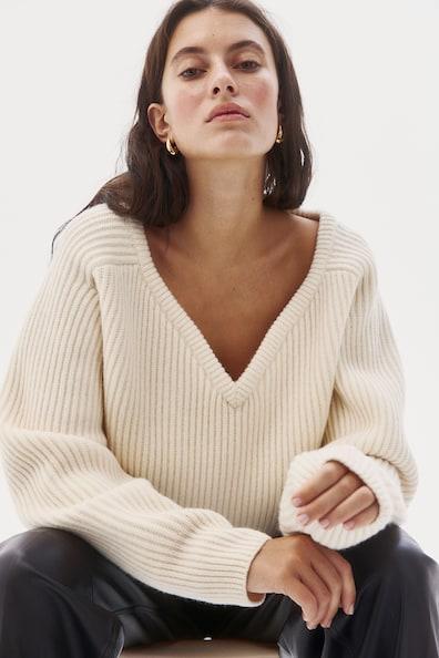 Rib-Knit Wool Sweater Product Image