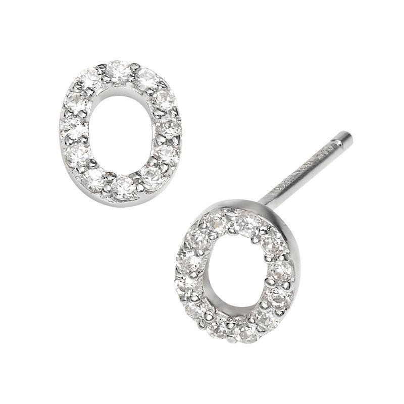 Sophie Miller Sterling Silver Cubic Zirconia Initial Stud Earrings, Womens Product Image