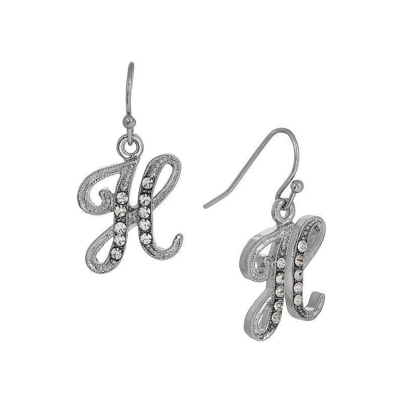 2028 Silver Tone Crystal Initial Wire Earring Product Image