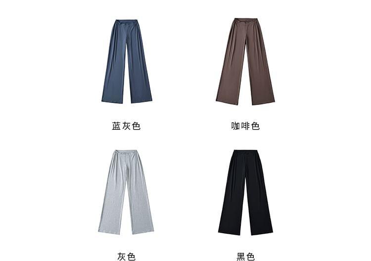 High Rise Plain Ruched Wide Leg Pants Product Image