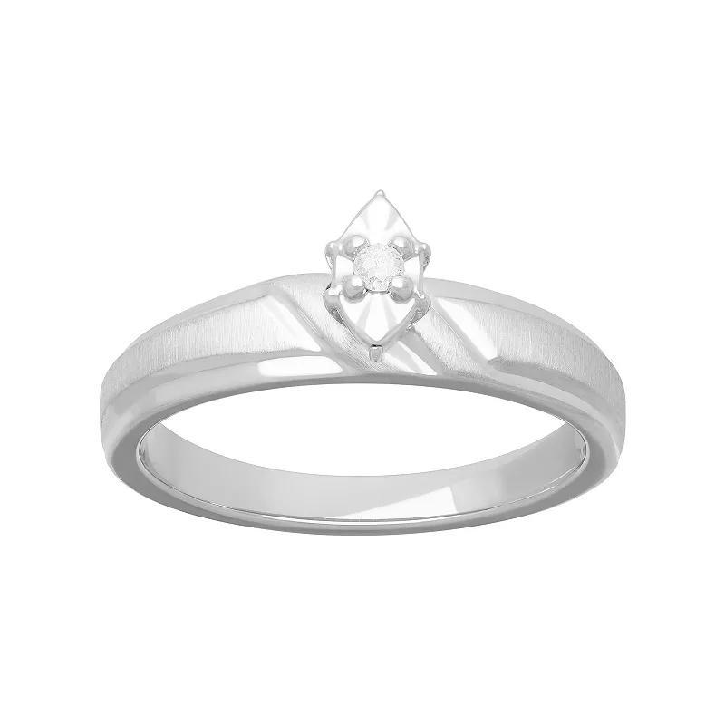 Sterling Silver Diamond Accent Marquise Shape Engagement Ring, Womens Product Image