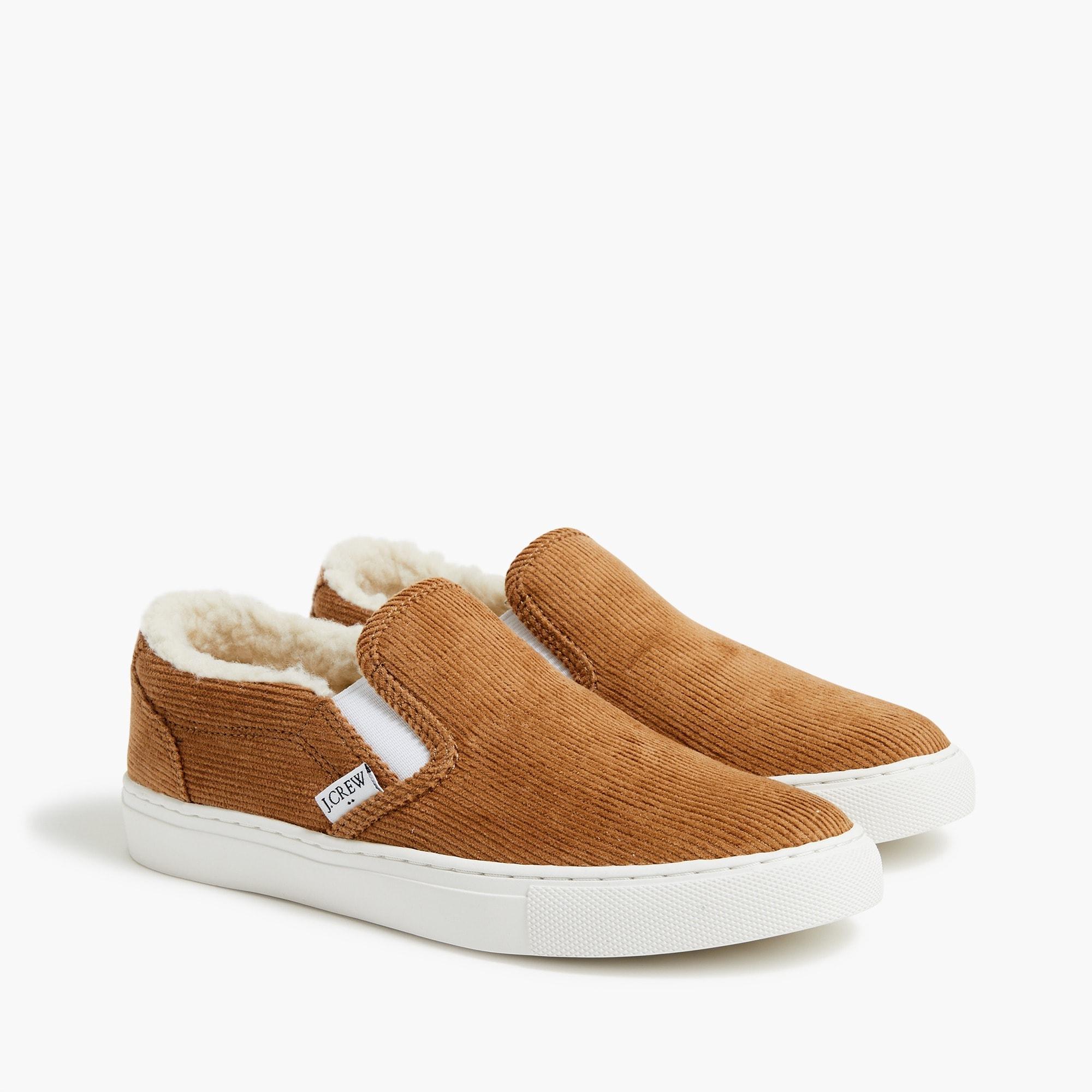 Corduroy slip-on sneakers with sherpa lining Product Image