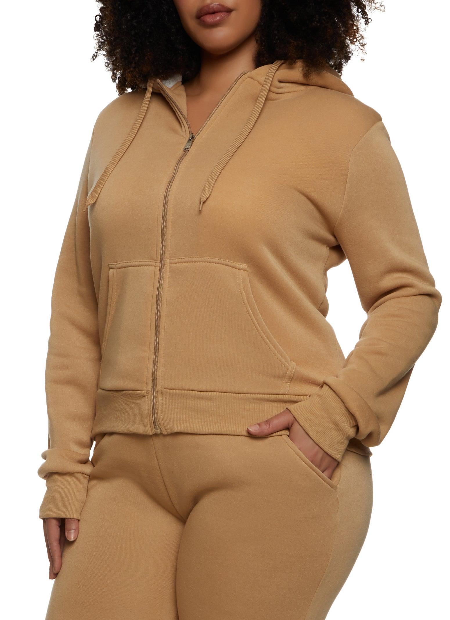 Womens Plus Size Sherpa Lined Zip Front Hoodie Product Image