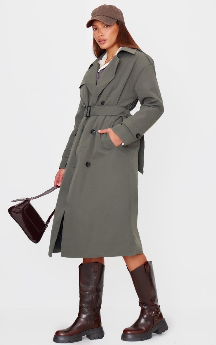 Khaki Woven Quilted Lining Trench Coat Product Image