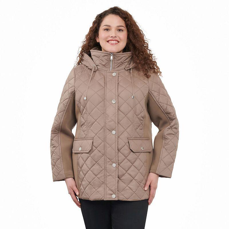 Plus Size London Fog Quilted Jacket, Womens Black Product Image