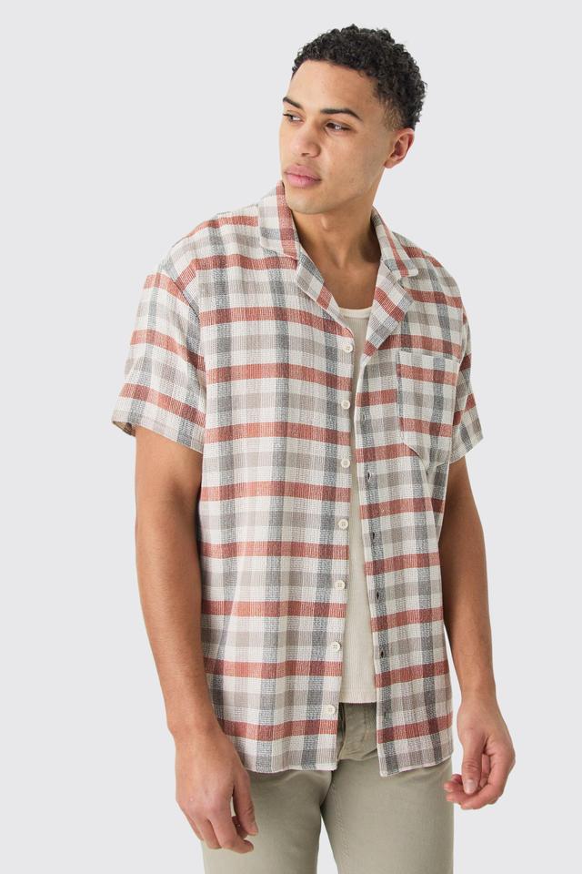 Oversized Mini Textured Flannel Shirt | boohooMAN USA Product Image