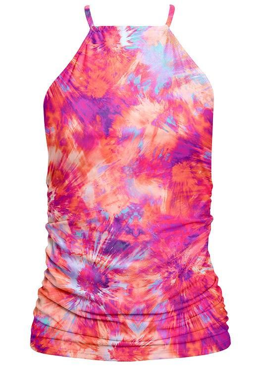 Ruched Side Halter Tankini Top Product Image