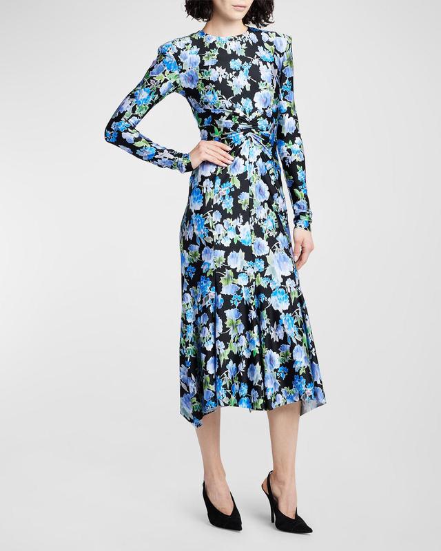 Womens Printed Stretch Seamed Midi-Dress Product Image