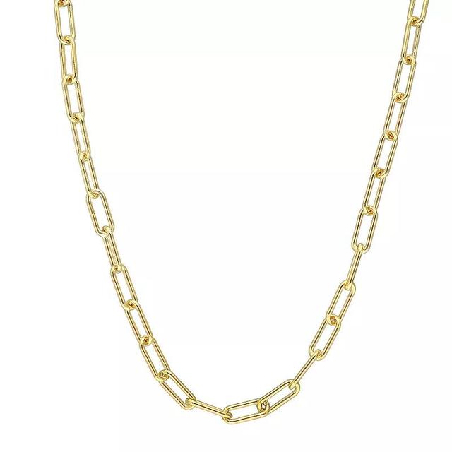 Stella Grace 18k Gold Over Silver Polished Paperclip Chain Necklace, Womens Gold Tone Product Image