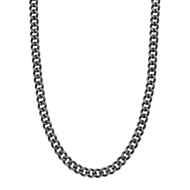 Mens LYNX Stainless Steel Curb Chain Necklace Grey Product Image