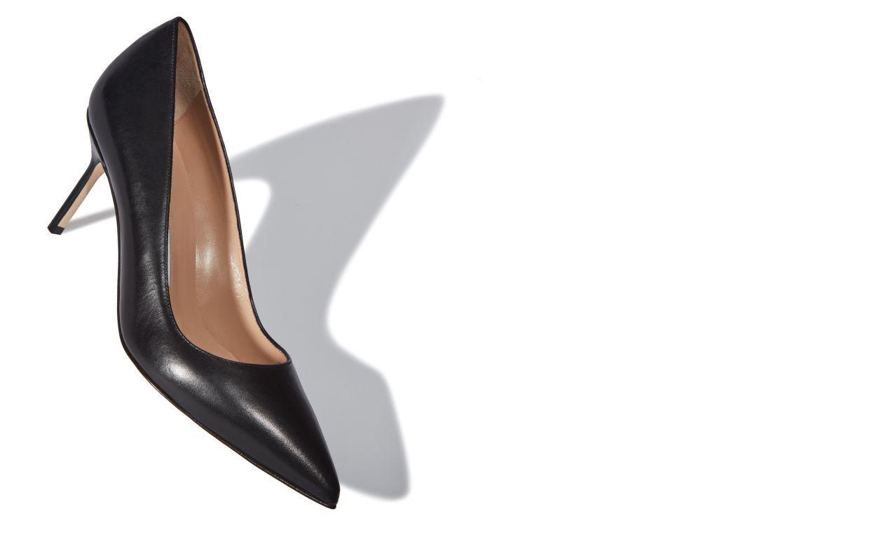 BB CALF 70 Black Calf Leather pointed toe Pumps Product Image