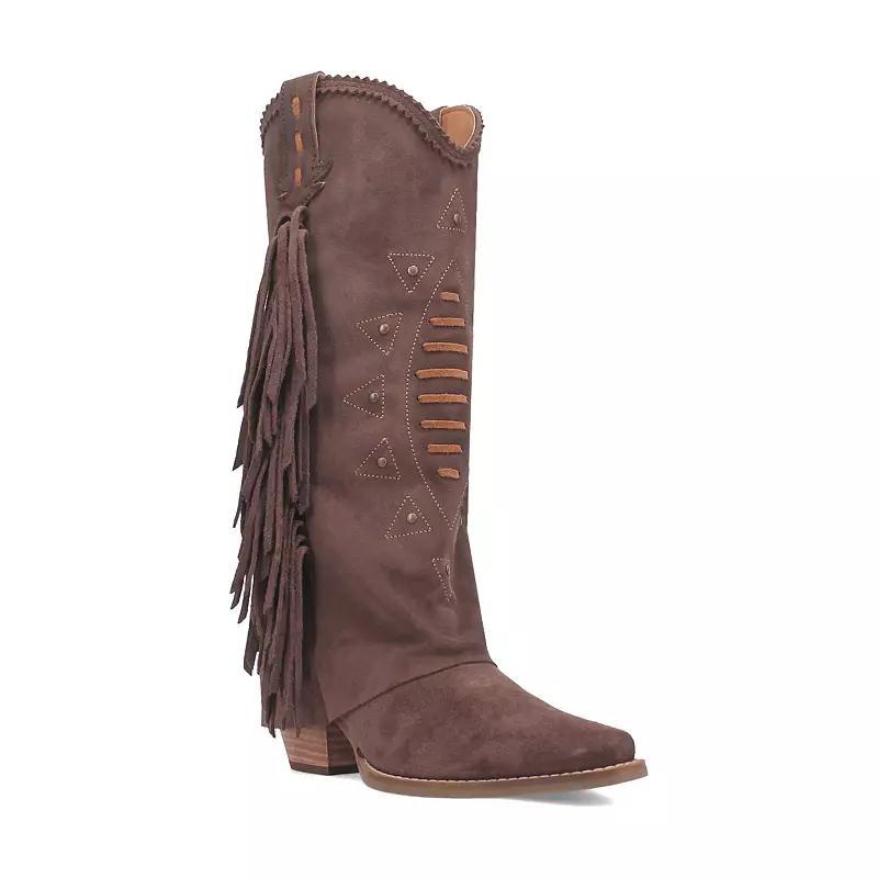 Dingo Womens Spirit Trail Side Fringed Leather Cowboy Boots Product Image