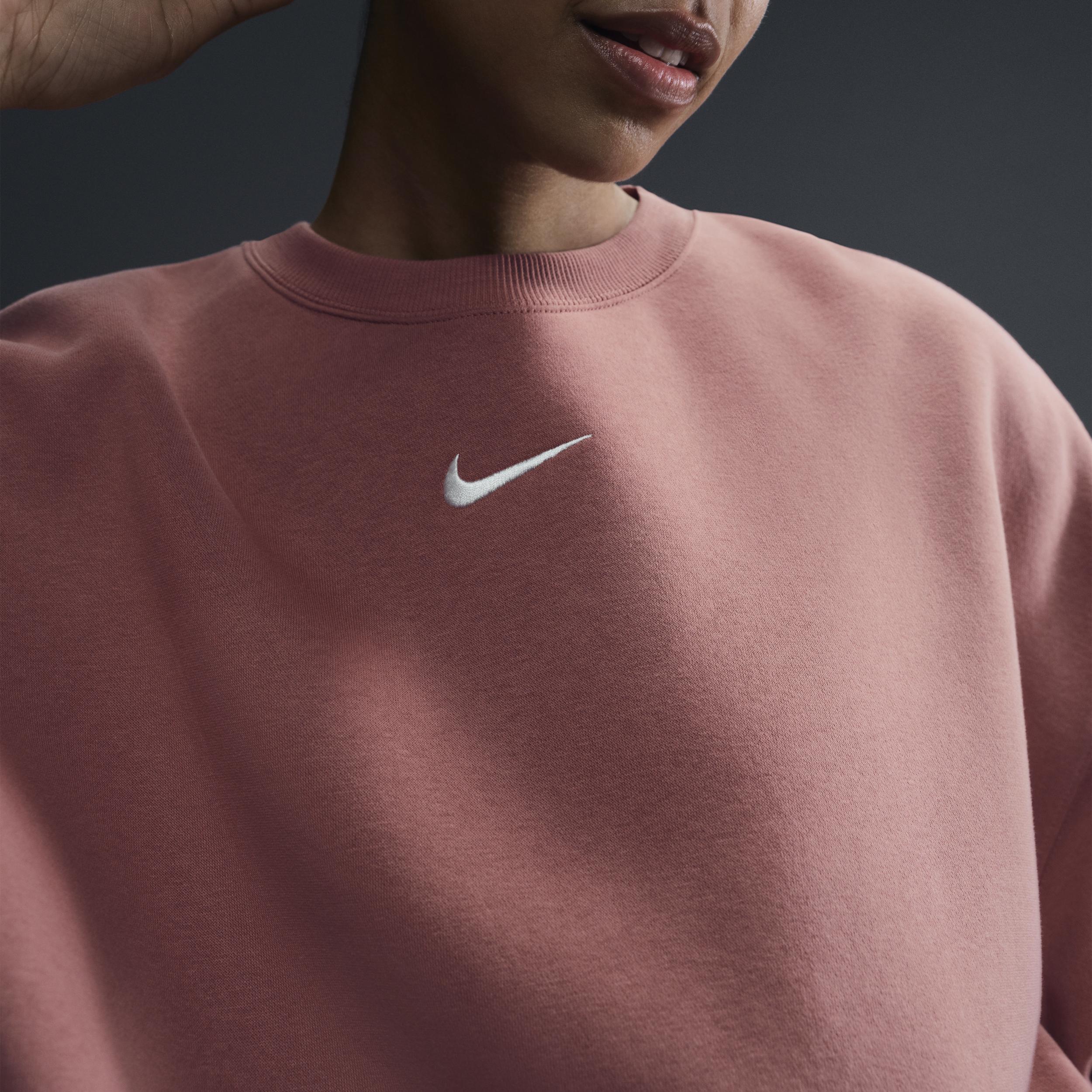 Nike Womens Nike NSW Phoenix OOS Fleece LBR Crew - Womens Pink/Sail Product Image