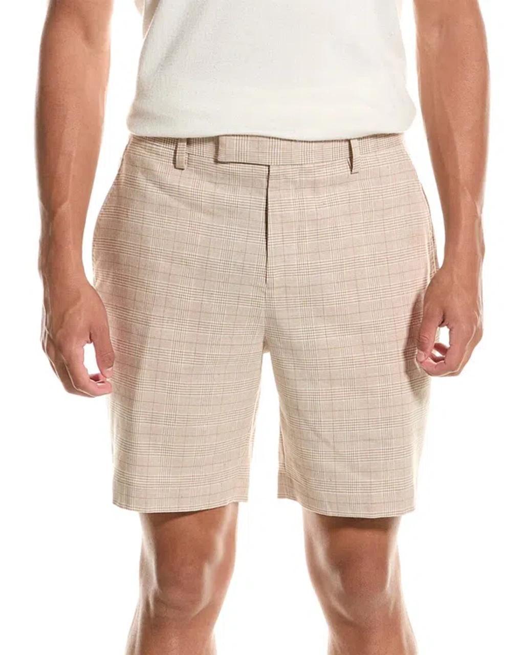 Linen-blend Slim Fit Chino Short In Beige Product Image