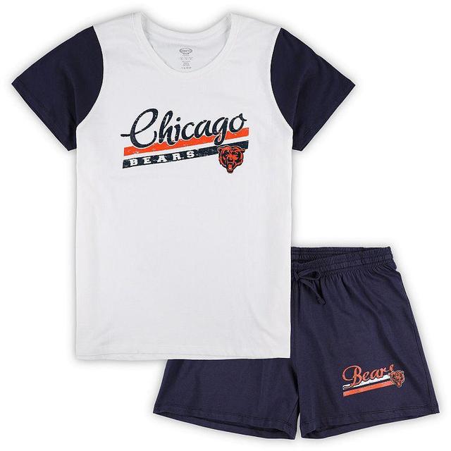 Womens Concepts Sport /Navy Chicago Bears Plus Size Downfield T-Shirt & Shorts Sleep Set Product Image