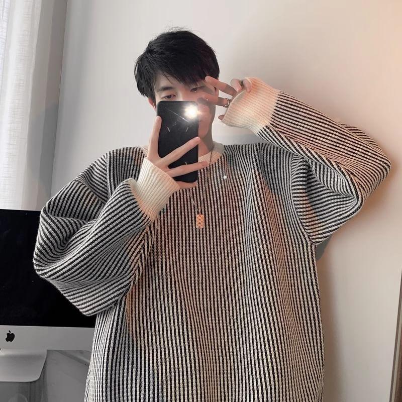 Crew Neck Striped Sweater Product Image