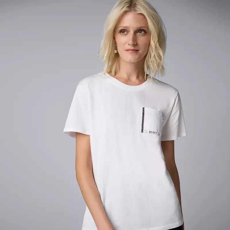 Womens Simply Vera Vera Wang Jeweled Pocket Tee Product Image