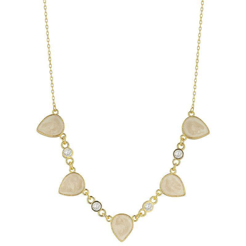 Sunkissed Sterling Cubic Zirconia & Mother-of-Pearl Necklace, Womens Gold Tone Product Image