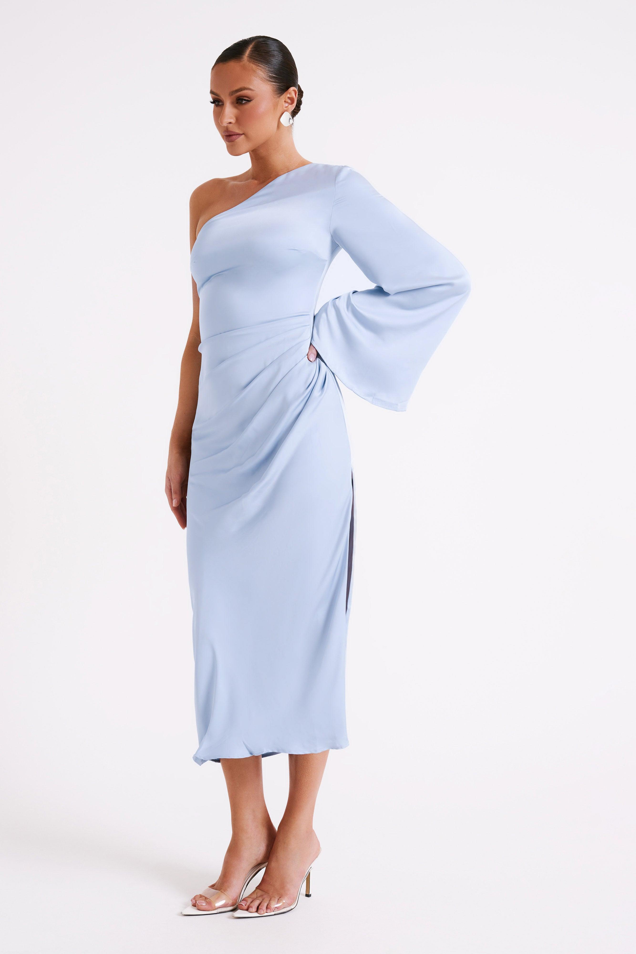 Nyomi One Shoulder Maxi Dress - Ice Blue Product Image