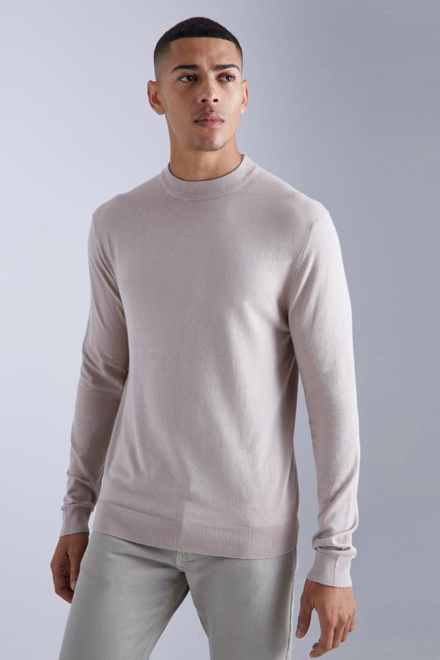 Muscle Fit Ribbed Extended Neck Sweater | boohooMAN USA Product Image