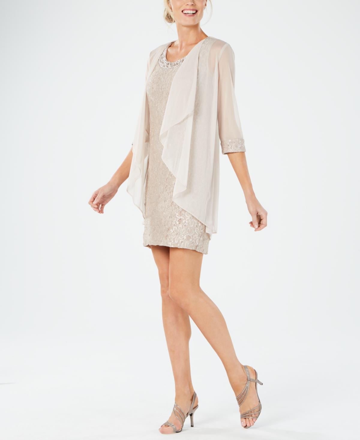 R & M Richards Embellished Lace Sheath Dress & Jacket Product Image