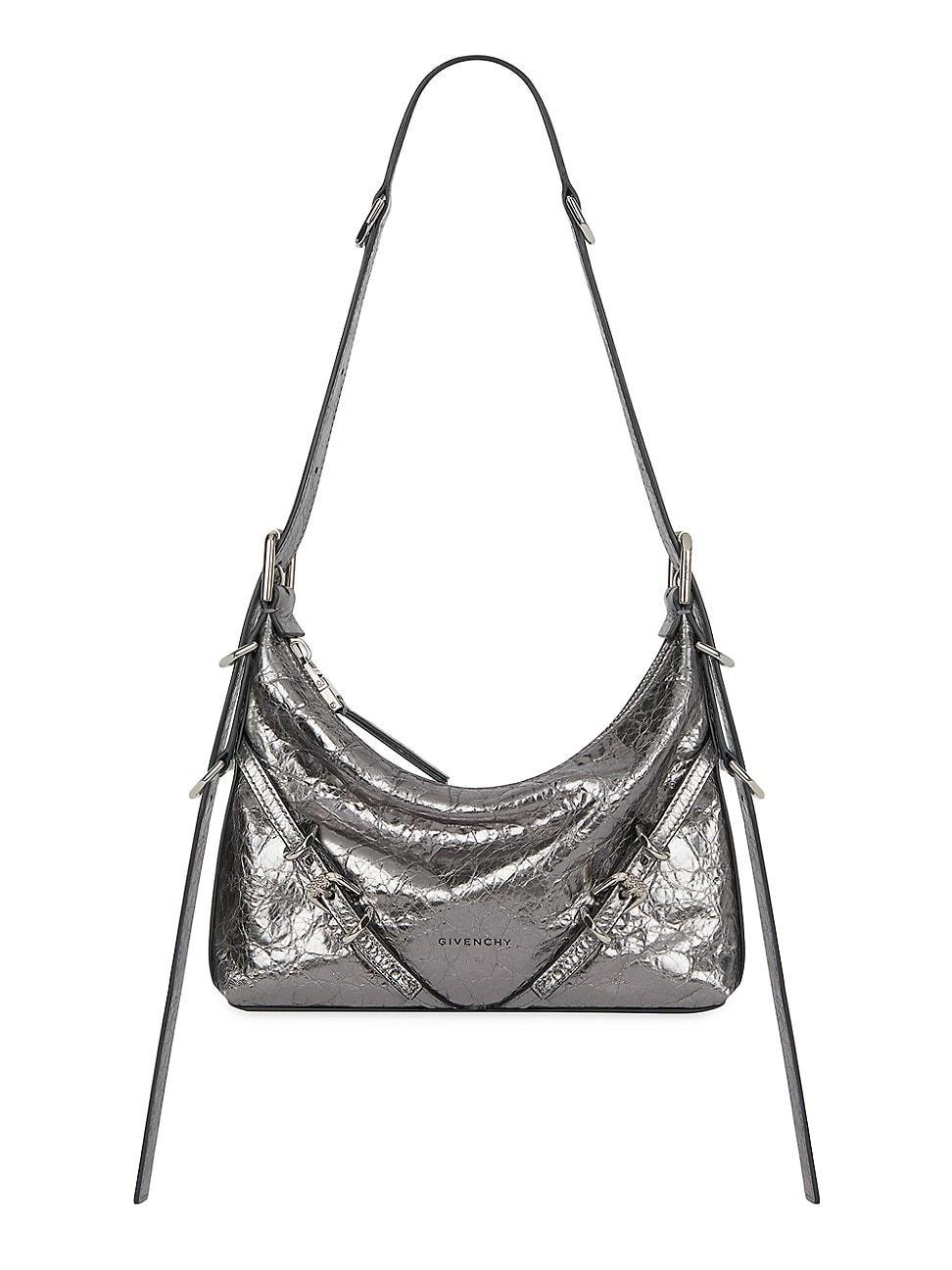 Givenchy Mini Voyou Shoulder Bag in Laminated Leather  - 070 SILVERY GREY Product Image